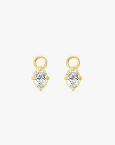 Boussole Huggie Charm Pair in Yellow Gold - Oval Diamond