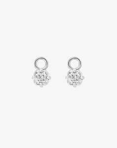 Boussole Huggie Charm Pair in White Gold - Asscher Diamond