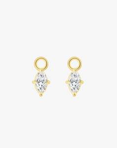Boussole Huggie Charm Pair in Yellow Gold - Marquise Diamond