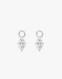 Boussole Huggie Charm Pair in White Gold - Marquise Diamond