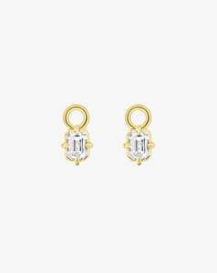 Boussole Huggie Charm Pair in Yellow Gold - Emerald Diamond