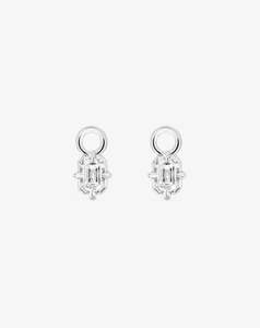 Boussole Huggie Charm Pair in White Gold - Emerald Diamond