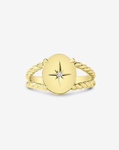Knots Star Set Signet Ring