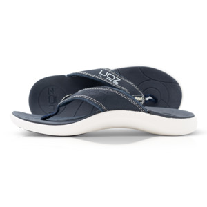 Clearance: Further Markdown-Neat Zori Navy/White Orthotic Thong Water Resistant and Comfortable