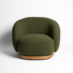 French Swivel Chair Wooden Trim