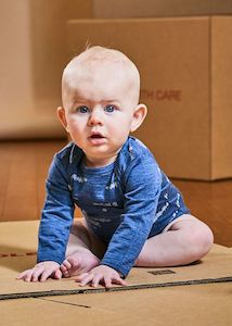 Jumpsuits Stretch Grows Body Suits: Blake Merino Bodysuit - Denim Marle Stipple