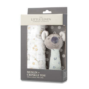 Little Linen Company: Little Linen Company Muslin + Crinkle Toy - Cheeky Koala
