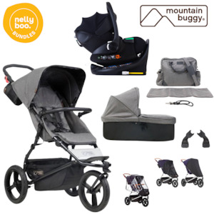 Bundles: Mountain Buggy Luxury Edition Herringbone Urban Jungle Bundle with all NEW 2025 Protect Swivel car seat and Base