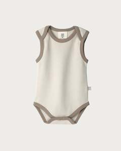 Babu: Babu Singlet Bodysuit - Oat Contrast