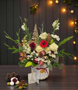 Fresh Flowers: Deluxe Fresh Christmas Flower Arrangement