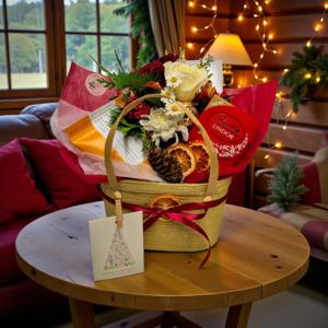 Fresh Flowers: Festive Treats Gift Basket
