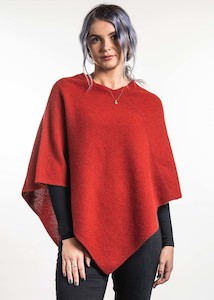 Womens Ponchos And Wraps: POSSUM & MERINO PONCHO - MOSS STITCH TR1022
