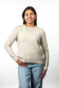 POSSUM & MERINO MOSS STITCH PLATED CREW NECK JUMPER KO574