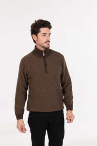 Mens Merino: TEXTURED  HALF ZIP  SWEATER NB338