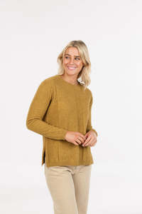 POSSUM & MERINO WOMEN’S SWEATER ALTERNATE STRIPE NB904