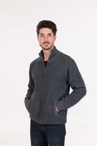 Mens Merino: POSSUM, MERINO MEN'S FULL ZIP TEXTURED JACKET NE439