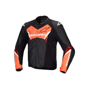 Faster v3 Leather Jacket Black/Red Fluoro 54