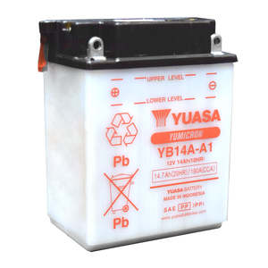 *YB14A-A1 DG Battery with 0.9ltr acid pack Yuasa. Alt: YB14AA2 (YB14AA1PK)