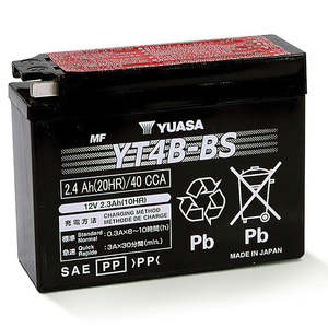Batteries Mounts: YT4B-BS DG Battery with acid pack Made in Japan Yuasa (YT4BBSPK)