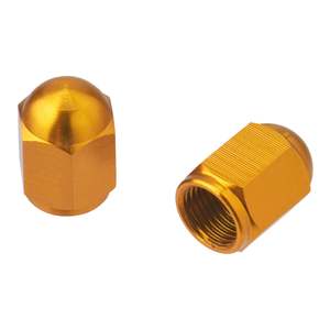 Caps: DRC ALUMINUM VALVE CAPS 2PCS GOLD