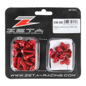Bolts Screws Washers: Zeta Aluminum Bolt Set Plastics Kawasaki KX250/F '17-20 25 pcs - Red