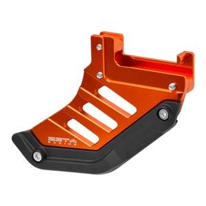 Brakes: Zeta Rear Brake Disc Guard - KTM, Husqvarna, GasGas - Orange