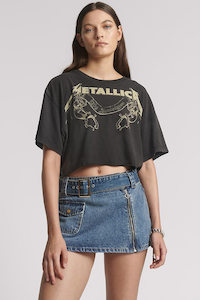 Skirt: Moto Denim Mini Skirt - Dirty Blue Love