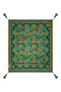Nine Lives Bazaar: Wandering Folk X Nine Lives Bazaar - Land of the Sun Picnic Rug - Emerald