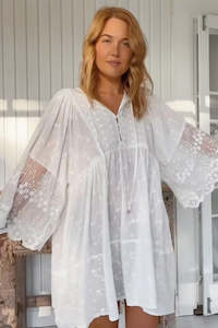 Mini Dresses: Adela Lace Mini - White