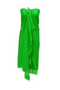 Swimwear: Hand Printed Batik Sarong - Bright Green Tile Floral