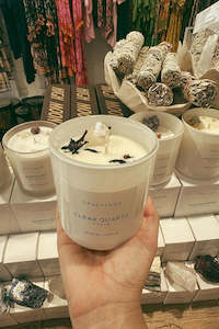 Clear Quartz Crystal Candle - White Jar