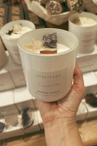 Candles: Lepidolite Crystal Candle - Large White Gloss