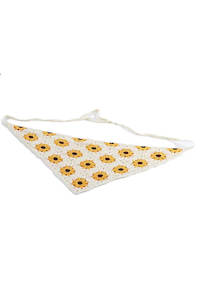 Scarves: Sunflower Crochet Tie Headscarf - Cream