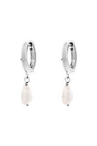 Earrings: Delicate Pearl Huggies - Silver