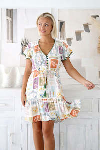 Dresses: Pom Pom Sleeve Flutter Mini Dress - Fleur