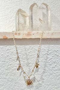 Necklaces: Soleil Charm Necklace - White/gold
