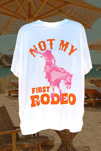 Not My First Rodeo T-shirt - White/Orange/Pink