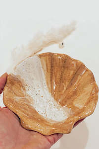 Ceramics: Shell Trinket Dish - Mustard