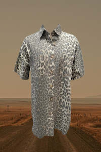 Blouses Shirts: Denim Mini Shirt Dress - Leopard