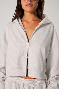 Knitwear: Cropped Hoodie - Grey