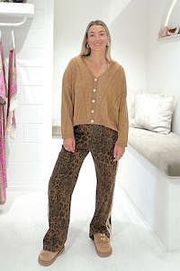 Denim Racer Pants - Dark Leopard