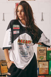 Sabbi: COMING SOON - Mermaid Racing Very Oversized Tee - Black/White