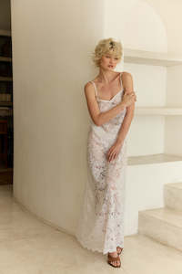Noir Lace Maxi Slip - Summer White