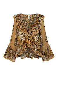 Samantha Lace Frill Blouse - Vintage Leopard