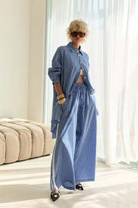 Neon Collective: Safari Paperbag Pant - Blue & White Racer Stripe