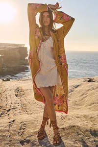 Coastal Granny Maxi Cardigan - Mustard