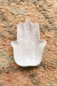 Homewares: White Ceramic Hamsa Dish
