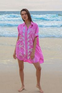 Ocean Club Shirt Dress - Pink