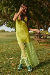 Maxi Dresses: The Lace Maxi Slip Dress -  Chartreuse