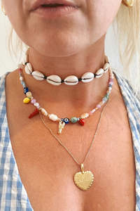 Cowrie Shell Choker Necklace - Black